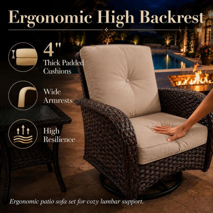 5-Piece Patio Furniture Set, Fire Pit and Swivel Rocker Chairs4
