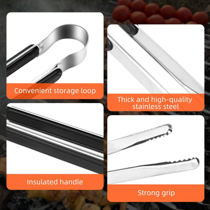 4 Pack Premium Stainless Steel Kitchen Tongs, Serving Tongs for Cooking3