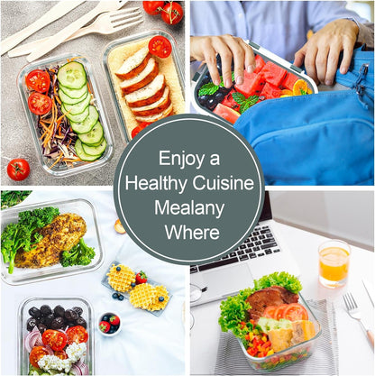10 PACK Glass Meal Prep Containers Set with Lids, Grey6