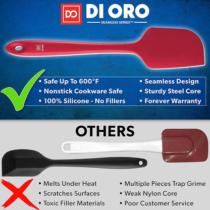 DI ORO Silicone Spatula Set - 600F Heat Resistant, 3-Pc Red2