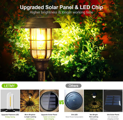Solar Outdoor Lights, 8 Pack Bright Solar Pathway Lights Outdoor Waterproof, up to 12 Hrs Auto On/Off Solar Garden Lights Outdoor Solar Lights for Yard Patio Walkway Driveway Pathway - Bronze4