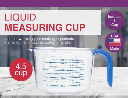 03212 4-1/2 Cup Cool Grip Measure Cup, 36-Ounce Capacity, Plastic with Blue Handle and Graduates2