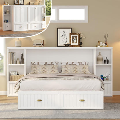 Full Size Murphy Bed with Bedside Tables & Charging Station1