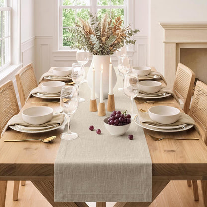 100% Natural Cotton Linen Table Runner, 14X72In Natural Linen3
