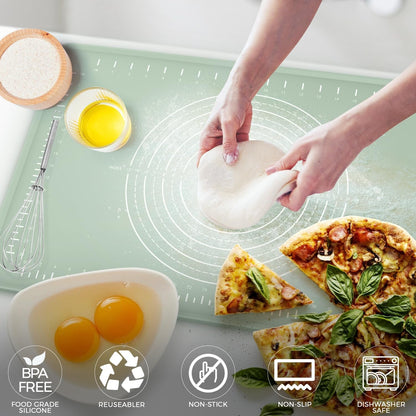 Silicone Baking Mat 28"X20", Extra Thick Dough Rolling Mat | with Measurements and Edge Heightening, Non-Stick Food Grade Pastry Mat for Pastry, Bread, Cookies, Pizza, Fondant, Pasta6