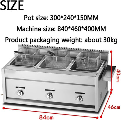 Professional Lpg Gas Fryer,Commercial Lgp Fryer,Thick Stainless Steel Fryer with Baskets and Lids,Adjustable Firepower and Temperature Contro,For Home and Commercial Tripcans7