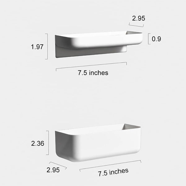 2 Styles Adhesive Plastic Floating Shelves Stick on Wall Mounted Shower Organizer Caddy for Bathroom Kitchen Cabinet Extra Storage(Short+Tall)6