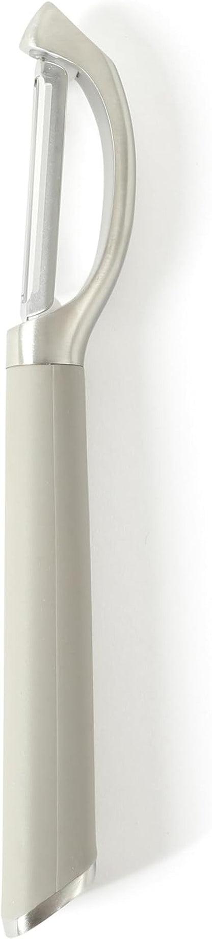 Calphalon Edge 6-Piece Stainless Steel Kitchen Tool & Gadget Set, Kitchen Utensil Set with Silicone Accent, Can Opener, Straight Peeler, Grater, Tongs, Balloon Whisk and Scoop (Taupe)7