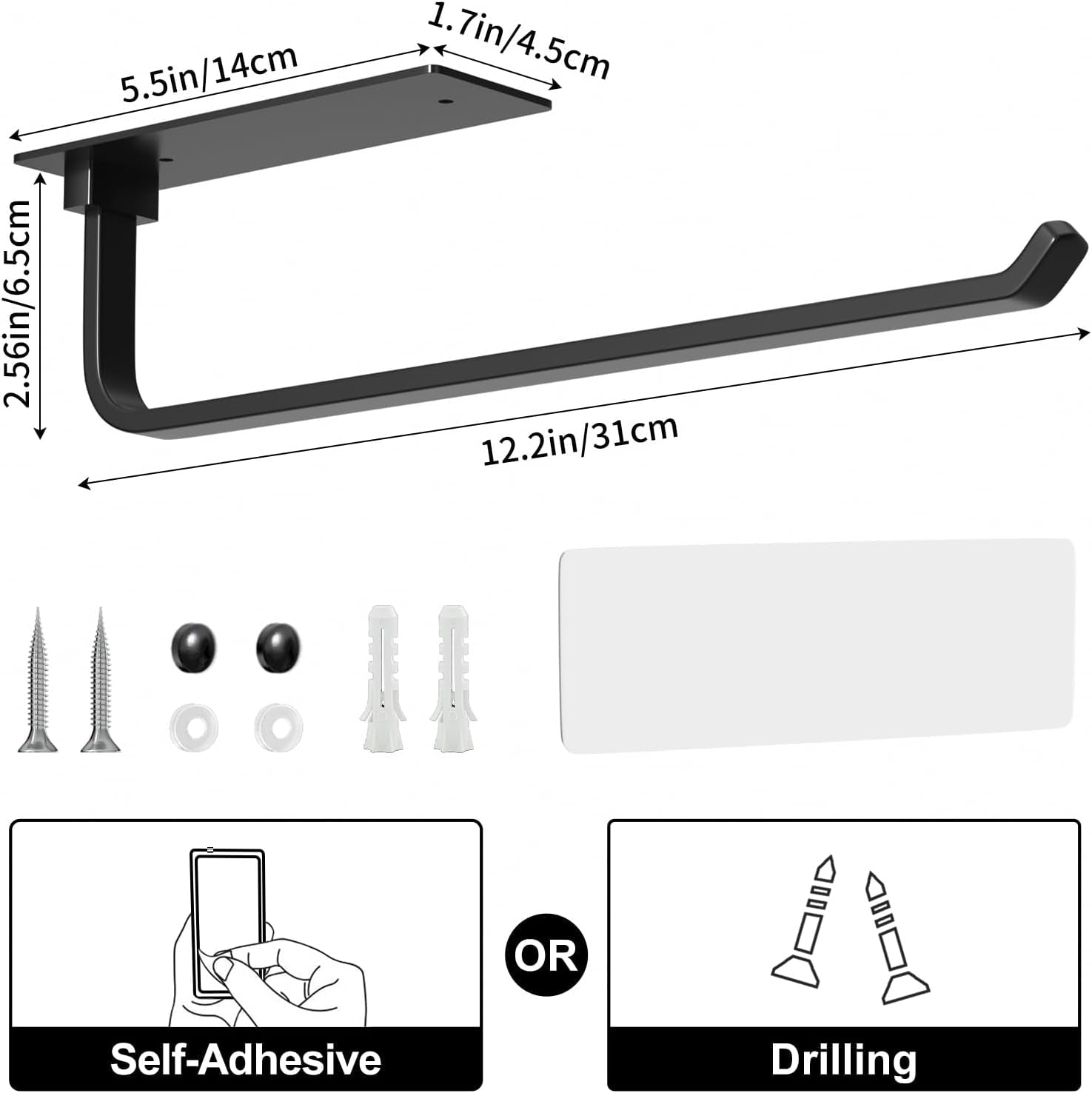 paper-towel-holder-under-cabinet-self-adhesive-or-drilling-matte-black