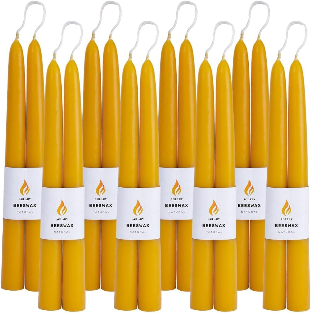 16pcs-9-natural-beeswax-taper-candles-dripless-smokeless-long-lasting