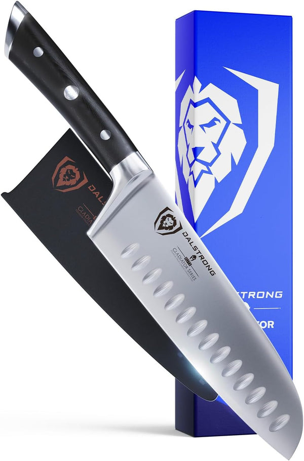 Santoku Knife - 7 Inch - Gladiator Series ELITE - High Carbon German Steel - Sheath Included - Razor Sharp Kitchen Knife - Asian Vegetable Knife - NSF Certified1