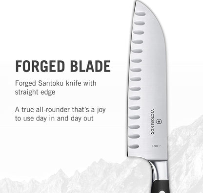 Victorinox Grand Maître 7" Santoku Knife - Forged Granton Edge Prep Tool2