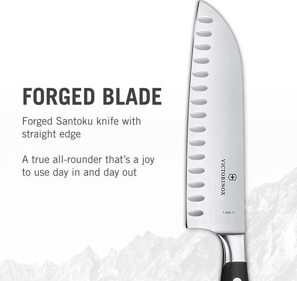 Victorinox Grand Maître 7" Santoku Knife - Forged Granton Edge Prep Tool2