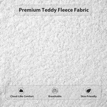 Bouclé Upholstered Platform Bed with Headboard, Hidden Storage,White6