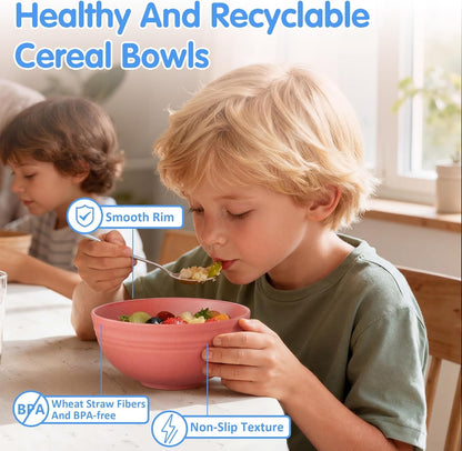 10 PCS Unbreakable Cereal Bowls,Dishwasher & Microwave Safe Wheat Straw Bowls, Easy-To-Clean Lightweight Desserts & Soup Bowl, Portable for Picnics ，Snack Plastic Bowls Set，Multi-Color5