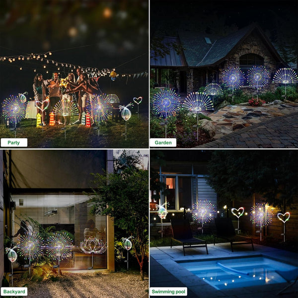 Solar Garden Lights Outdoor Waterproof, 2 Pack 120 LED5
