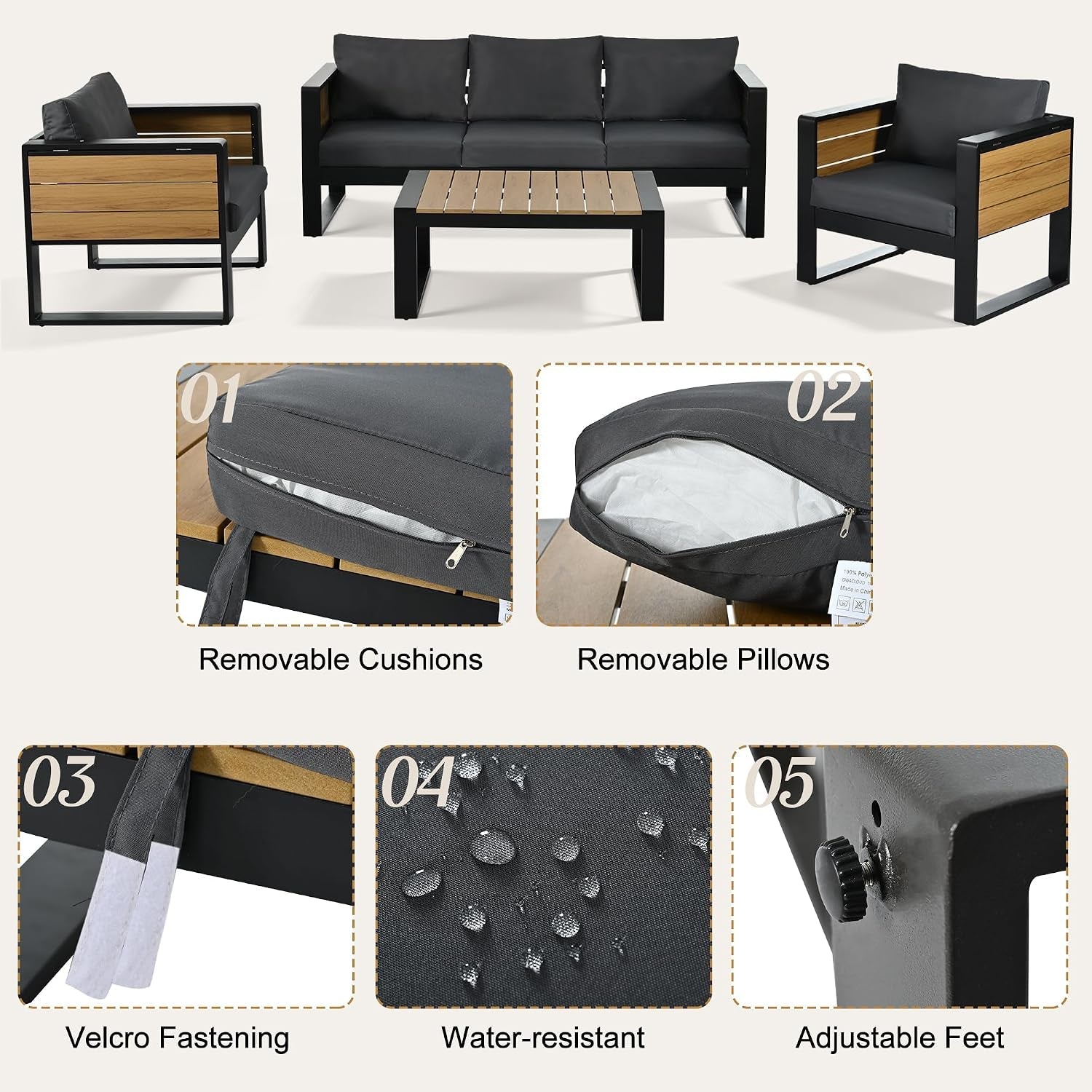 large-4-piece-outdoor-patio-furniture-set-for-5-person-3-seater-sofa-2-armchairs-with-fold-out-side-tables-aluminum-frame-plastic-wood-modern-garden-patio-seating-grey-cushions
