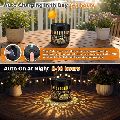 4 Pack Solar Sunflower Projection Wall Light, Outdoor Fence Light3
