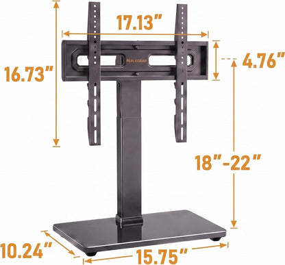 Universal Swivel TV Stand Base for 32–70 Inch Tvs to 88Lbs | 9-Level Height Adjustable, Tempered Glass Base, Tilt, Max VESA 400X400Mm, TV Stand Mount for Living Room & Bedroom, PGTVS269
