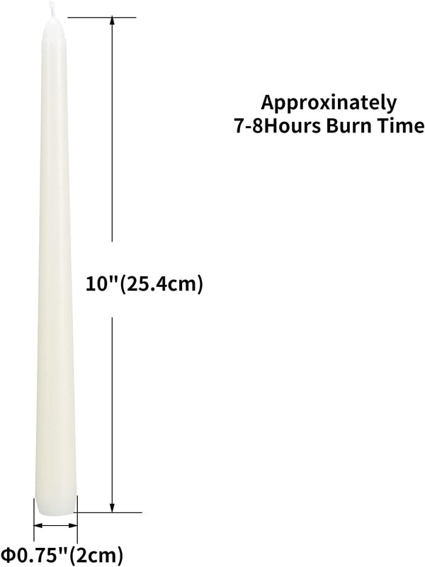 30 Pack Ivory Taper Candles, 10 Inch (H) Dripless, Unscented Dinner Candle, Smokeless Taper Candles, Paraffin Wax with Cotton Wicks, Approxinately 7-8Hours Burn Time2