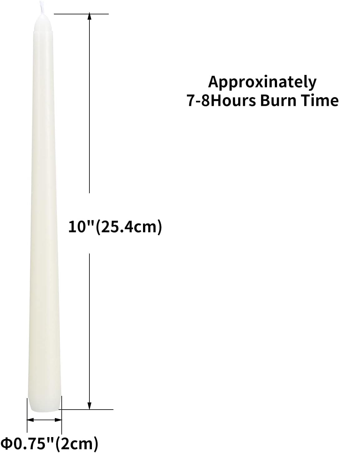 ivory-taper-candles-set-of-20-unscented-and-smokeless-10-inch-taper-candles-long-burning-paraffin-wax-with-cotton-wicks-for-burning-approxinately-7-8-hours-time