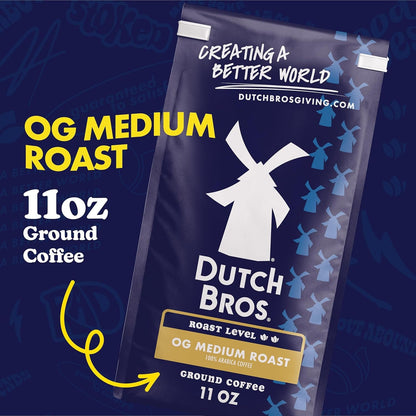 Dutch Bros OG Medium Roast, Ground Coffee | 100% Arabica Coffee Grounds, Milk Chocolate and Citrus Notes, Pairs with Dutch Bros Creamers, 1 Bag Included3