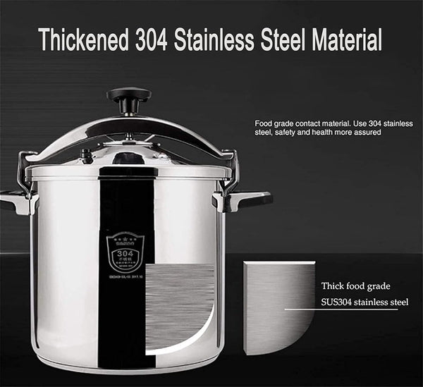 Pressure Cooker Explosion-Proof,Large Capacity Stainless Steel High Pressure Cooking Pot Suitable for Gas Induction Cooker High Pressure Cooker,Silver-18L3