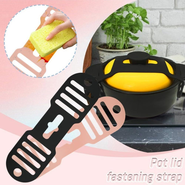 Silicone Lid Lock Strap for Crockpot Slow Cooker (6/7/8 Quart) - Universal Crockpot Lid Holder & Rubber Strap Alternative | Heat-Resistant, No-Spill Design Transport Accessories-Black 2PCS3