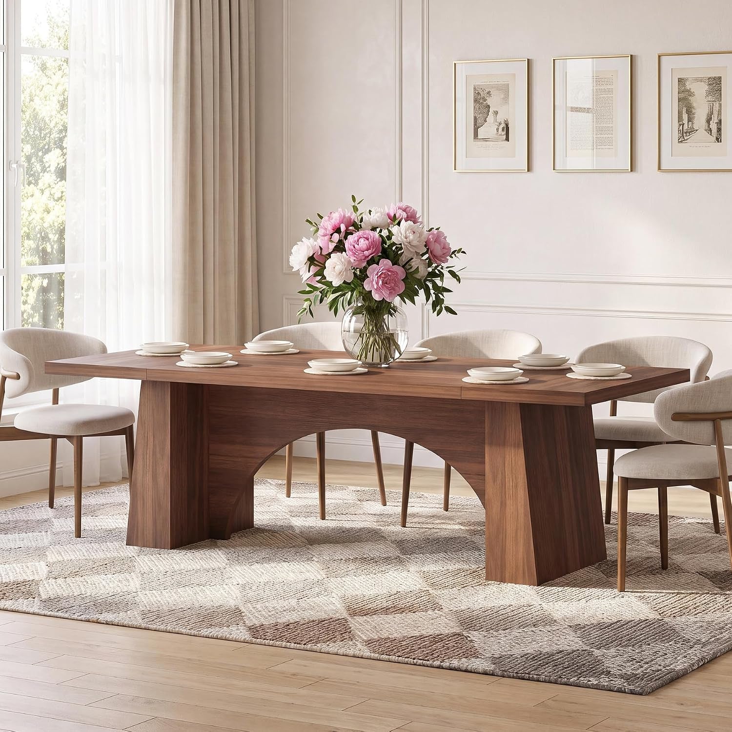 94-5-extra-long-wood-dining-table-for-6-10-farmhouse-kitchen-table-with-arch-cutout-pedestal-large-dinner-table-for-kitchen-dining-room-walnut