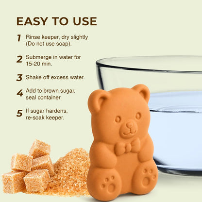 Brown Sugar Bear Keeper, Terracotta Sugar Saver Softener for Brown Sugar Containers, Reusable Food-Safe Clay Moisture Regulator, Keeps Sugar Soft, 1 Pack4