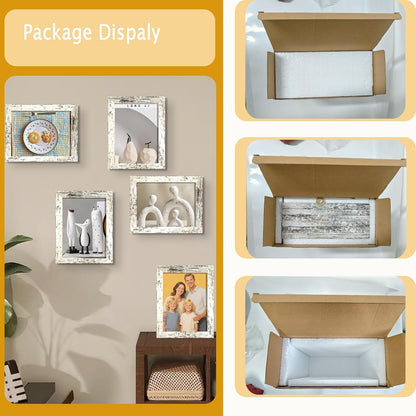 5X7 Picture Frame Engineered Wood Set of 6, Distressed White Wooden Frame 5 X 7 for Wall or Tabletop8