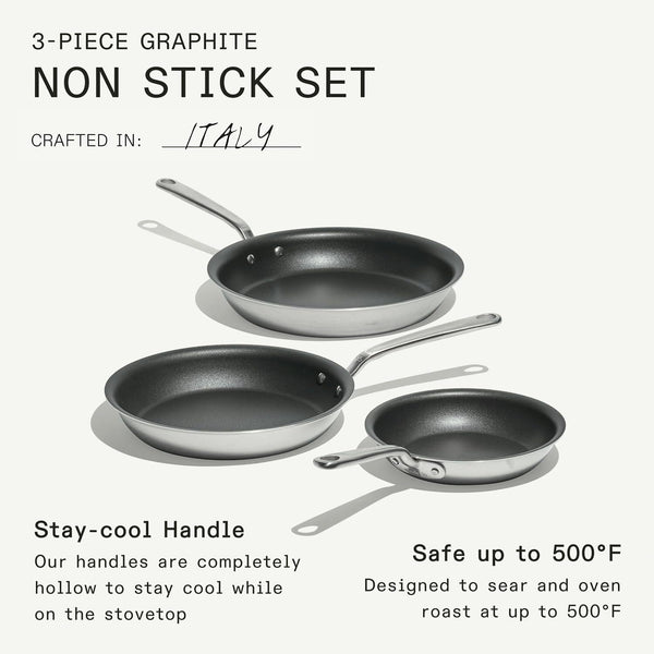 Made in Cookware - Procoat Non Stick 3 Piece Frying Pan Set (Includes 8", 10", 12") - 5 Ply Stainless Clad - Professional Cookware - Crafted in Italy - Induction Compatible - (Graphite)3