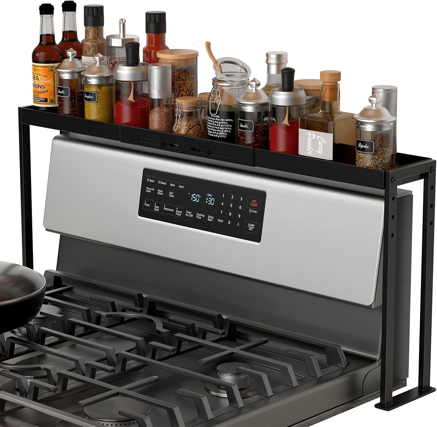 stove-top-shelf-kitchen-over-shelf-for-stove-stove-spice-rack-for-top-adjustable-27-33inch-fits-various-stove-lengths-kitchen-spice-organizer-condiments-and-bbq-sauces-black