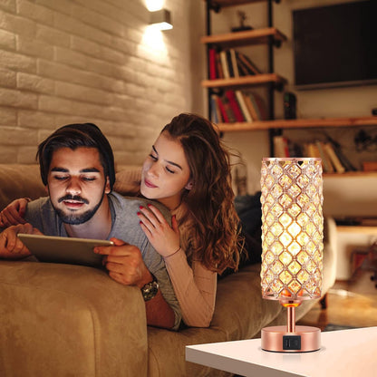Pink Crystal Table Lamp, 3 Way Dimmable Touch Lamps for Night Stands4
