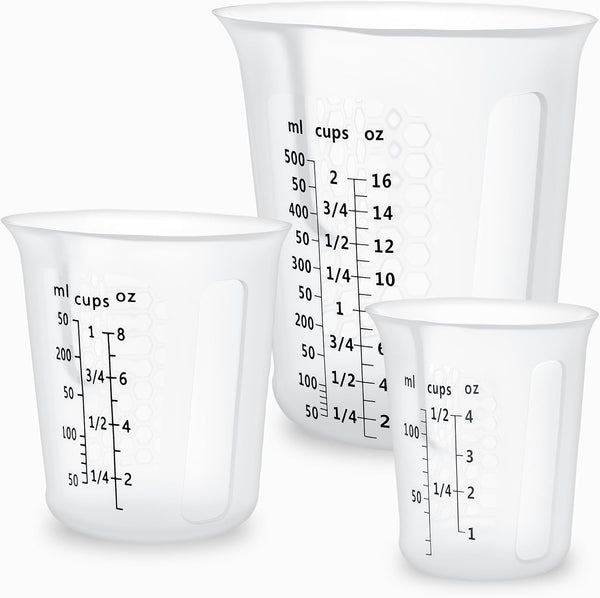 Silicone Measuring Cups Set 125Ml + 250Ml + 500Ml for Cooking Reusable Baking Supplies Silicone Flexible Melting Measure Cup for Butter, Chocolate1