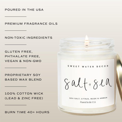 Salt & Sea Candle, Costal Decor Beach & Summer Scent, 9Oz5