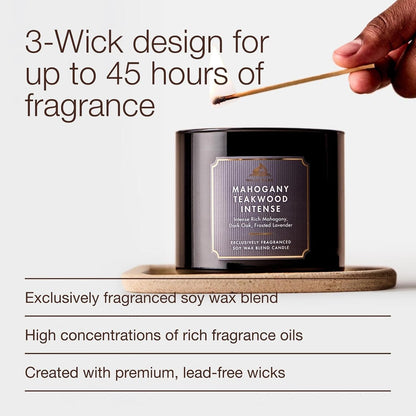 3-Wick Candle, Mahogany Teakwood Intense, Soy Wax Blend4