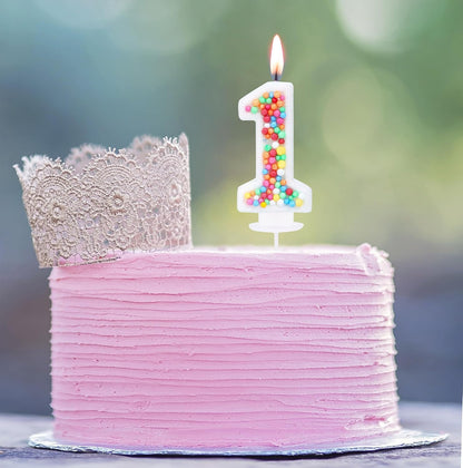 Rainbow Number 1 Candle, Colorful Cake Topper for Girls Birthday2