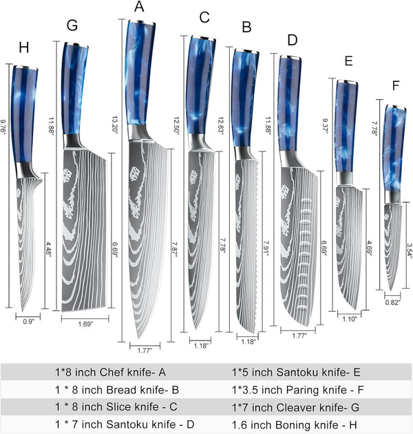 Chef Knife Sets with Roll Bag, 9 Pieces Professional Knife Set5