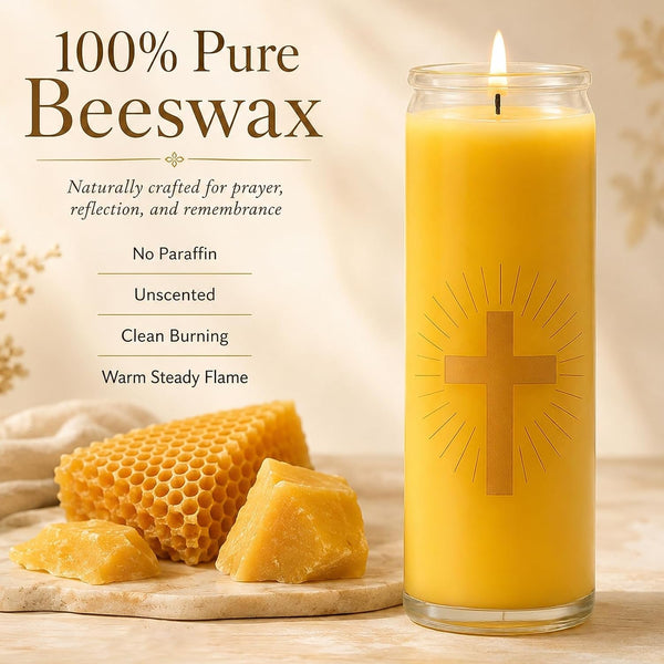 Beeswax Prayer Candles, 7 Day Catholic Candle in Glass4