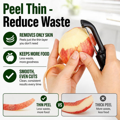 Black Premium Vegetable Peeler | Ultra-Sharp Swivel Stainless Steel Blade | Ergonomic Soft Grip Handle | Mango Peeler | Dishwasher Safe | Skin Peeler for Veggies & Fruits | Potato Peeler & Eye Remover3