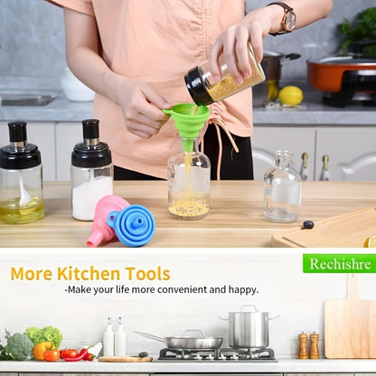 Kitchen Funnel Set 4 Pack, Small and Large, Kitchen Gadgets Accessories Foldable Silicone Collapsible Funnels for Filling Water Bottle Liquid Transfer Food Grade2