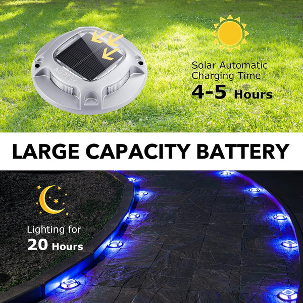 Solar Driveway Lights Outdoor 12 Pack, 2 Color Modes LED Deck Dock3