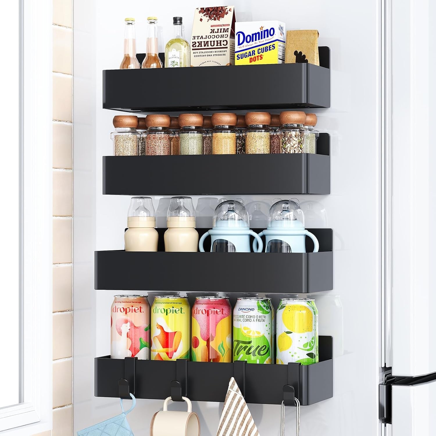 magnetic-spice-rack-for-refrigerator-kitchen-organizer-and-storage-shelf-black-4-pack