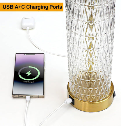 27.75" Gold Black Table Lamps Set of 2 with Nightlight for Bedside6