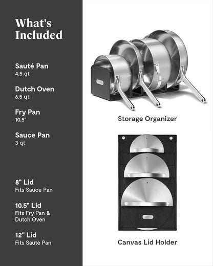 Caraway 12-Piece Stainless Steel Cookware Set | 5-Ply Stainless Steel Pots and Pans Set, Fry, Sauce, Sauté Pan, Dutch Oven, and Space-Saving Storage, Non-Toxic3