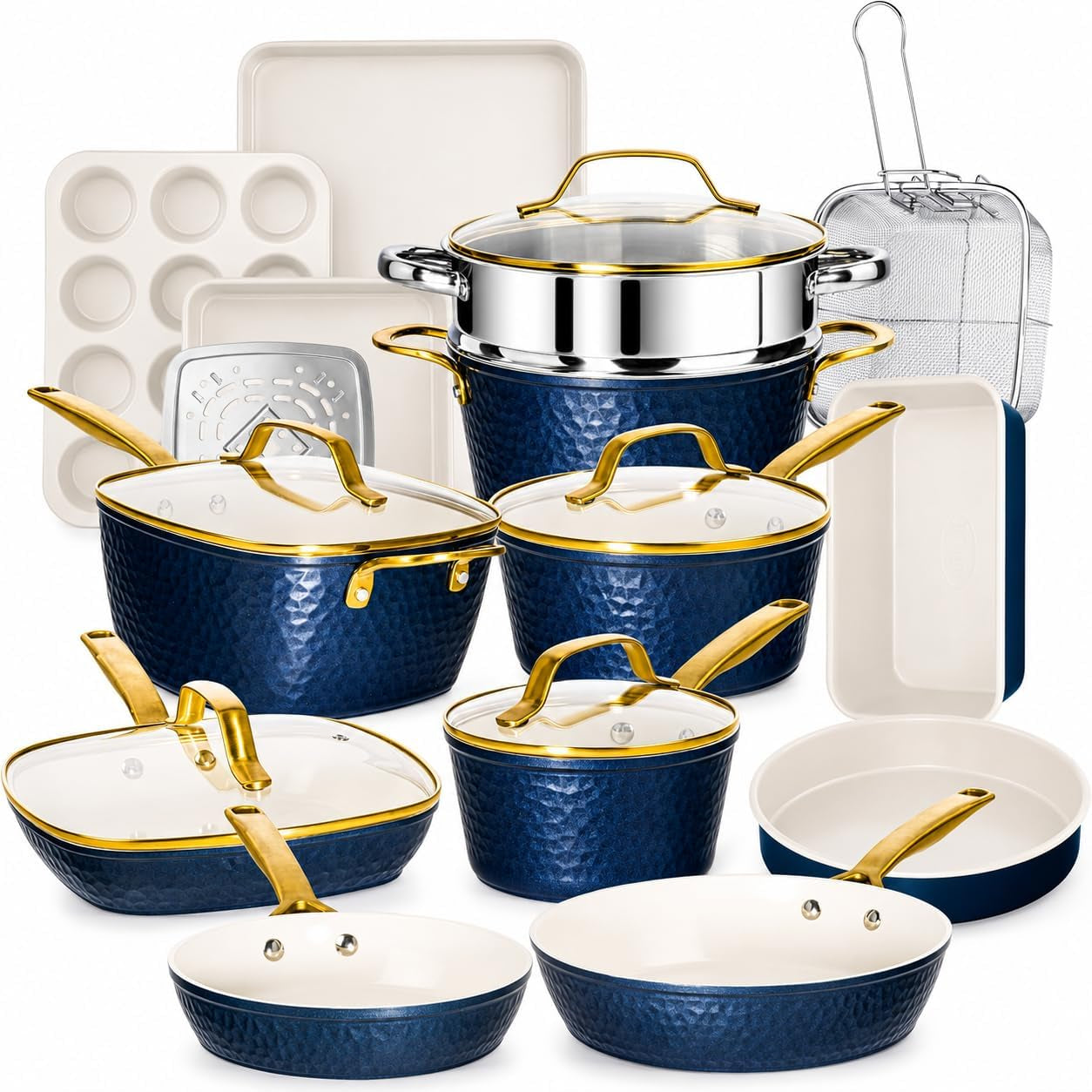 hammered-20-pc-pots-and-pans-set-non-stick-ceramic-cookware-deep-frying-pan-bakeware-set-included-heavy-duty-3-0mm-gauge-non-toxic-pfoa-ptfe-free-induction-oven-dishwasher-safe