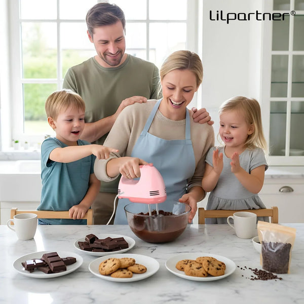 Hand Mixer Electric, Ultra Power Kitchen Hand Mixer with 7-Speed & 5 Stainless Steel Accessories for Whipping Dough, Cream, Cake, Dishwasher Safe, Light Pink7