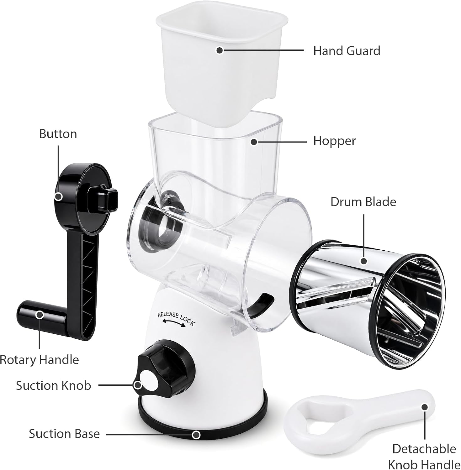 rotary-cheese-grater-cheese-shredder-with-3-interchangeable-blades