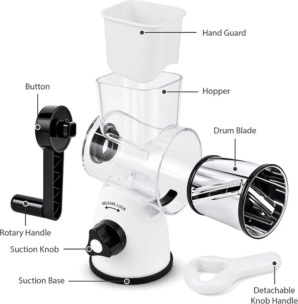 Rotary Cheese Grater, Cheese Shredder with 3 Interchangeable Blades7